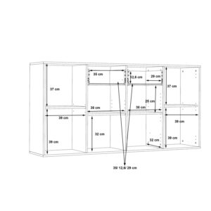 Μπουφές Drepen pakoworld μελαμίνη σε λευκό και sonoma χρώμα 162.3×34.2×81.7εκ – 318-000022