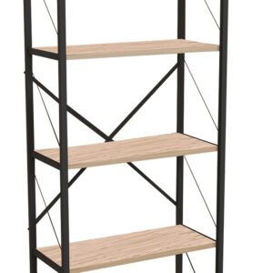 Βιβλιοθήκη Draizy pakoworld oak μελαμίνης-μαύρο μέταλλο 63x30x150εκ – 321-000005