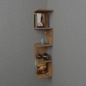 Ραφιέρα τοίχου Zigzag pakoworld oak μελαμίνης 25x25x109εκ – 321-000019