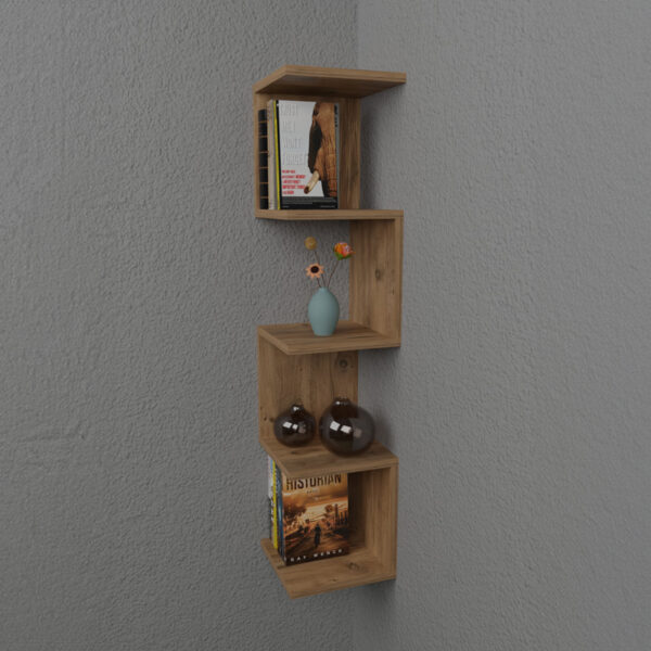 Ραφιέρα τοίχου Zigzag pakoworld oak μελαμίνης 25x25x109εκ – 321-000019