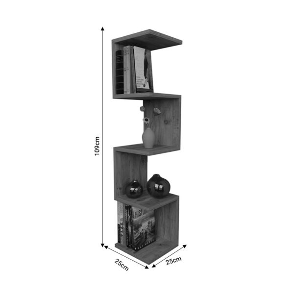 Ραφιέρα τοίχου Zigzag pakoworld oak-ανθρακί μελαμίνης 25x25x109εκ – 321-000021