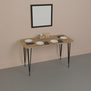 Τραπέζι Polkan pakoworld oak μελαμίνης-μαύρο μέταλλο 120x60x73εκ – 321-000031