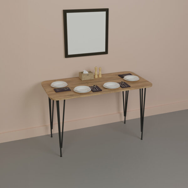 Τραπέζι Polkan pakoworld oak μελαμίνης-μαύρο μέταλλο 120x60x73εκ – 321-000031