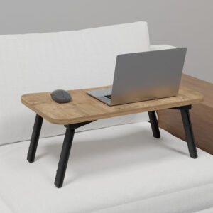 Τραπεζάκι για Laptop Rahe pakoworld oak μελαμίνης- μαύρο μέταλλο 60x35x23εκ – 321-000044