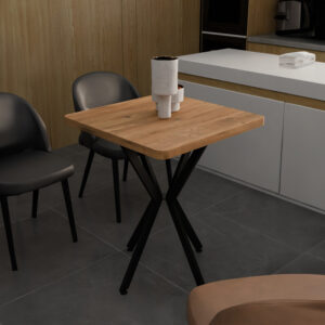 Τραπέζι Prestone pakoworld oak μελαμίνης-μαύρο μέταλλο 70x70x75εκ – 321-000081