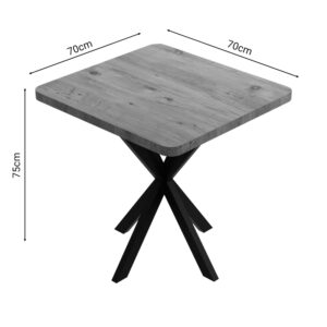 Τραπέζι Prestone pakoworld oak μελαμίνης-μαύρο μέταλλο 70x70x75εκ – 321-000081