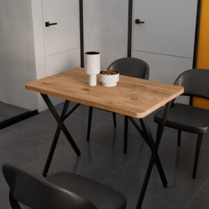 Τραπέζι Zeryin pakoworld oak μελαμίνης-μαύρο μέταλλο 110x70x75εκ – 321-000084