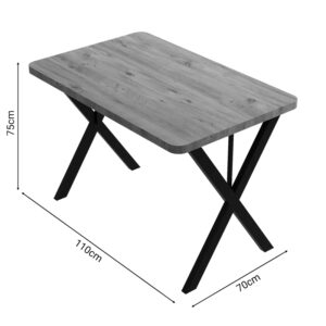 Τραπέζι Zeryin pakoworld oak μελαμίνης-μαύρο μέταλλο 110x70x75εκ – 321-000084