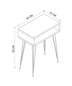 Κομοδίνο Naida pakoworld σε oak απόχρωση -μαύρα μεταλλικά πόδια 40x30x59εκ – 321-000113