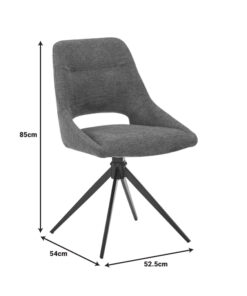 Καρέκλα περιστρεφόμενη Luciano I pakoworld σε γκρι ύφασμα-πόδι μεταλλικό μαύρο 52.5x54x85εκ – 327-000035