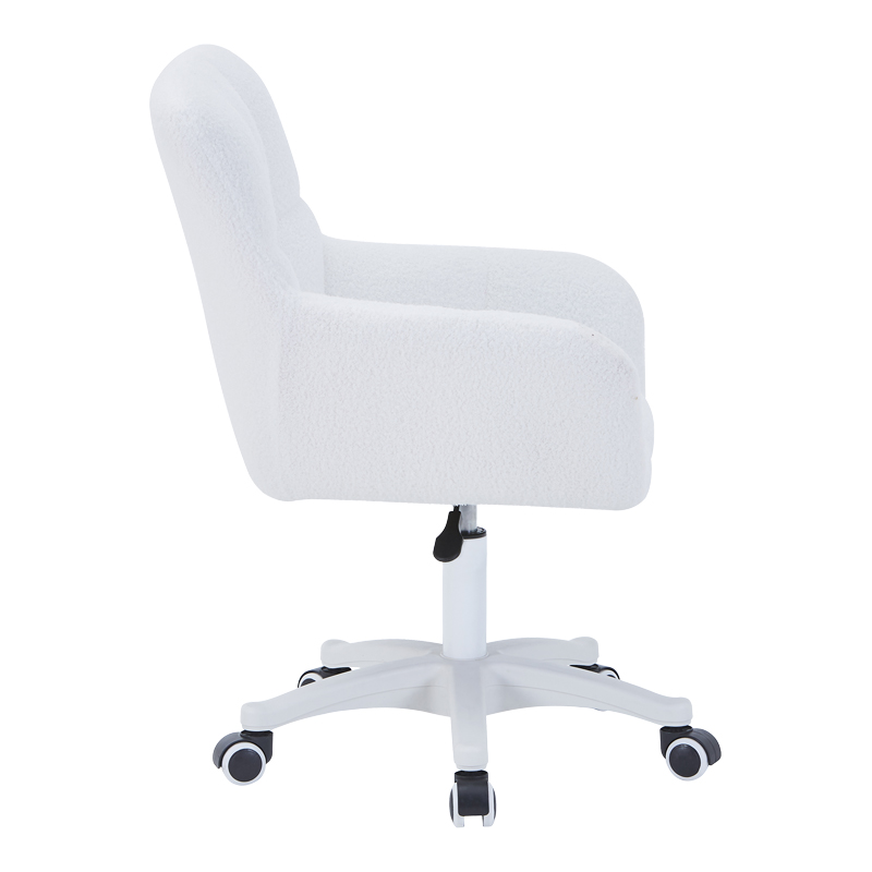 Πολυθρόνα περιστρεφόμενη Givole pakoworld σε λευκό μπουκλέ ύφασμα 55x50x76-86εκ – 327-000036