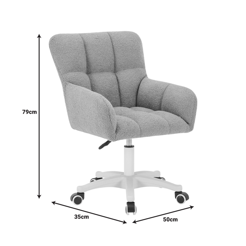 Πολυθρόνα περιστρεφόμενη Givole pakoworld σε λευκό μπουκλέ ύφασμα 55x50x76-86εκ – 327-000036