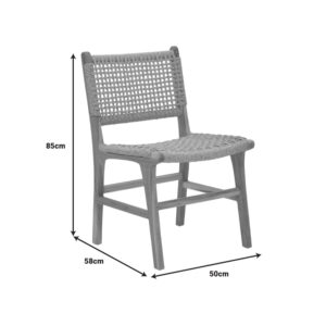 Καρέκλα Sponze pakoworld σκελετός teak ξύλο- pe σχοινί σε φυσική απόχρωση 50x58x85εκ – 336-000003