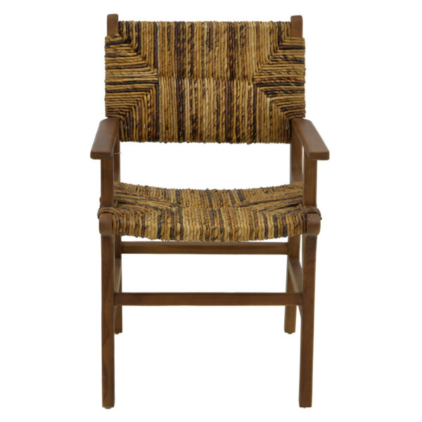 Πολυθρόνα Refane pakoworld φυσικό teak ξύλο-ψάθα 55x60x85εκ – 336-000008