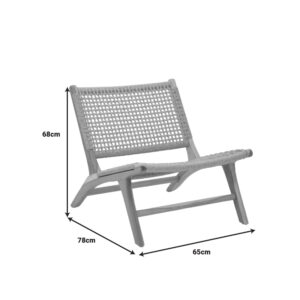 Πολυθρόνα Beatrice pakoworld σκελετός teak ξύλο με pe σχοινί σε φυσική απόχρωση 65x78x68εκ – 336-000012