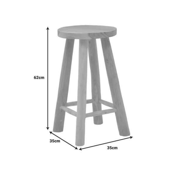 Σκαμπό Charloce pakoworld teak ξύλο σε φυσική απόχρωση Φ35×62εκ – 336-000020