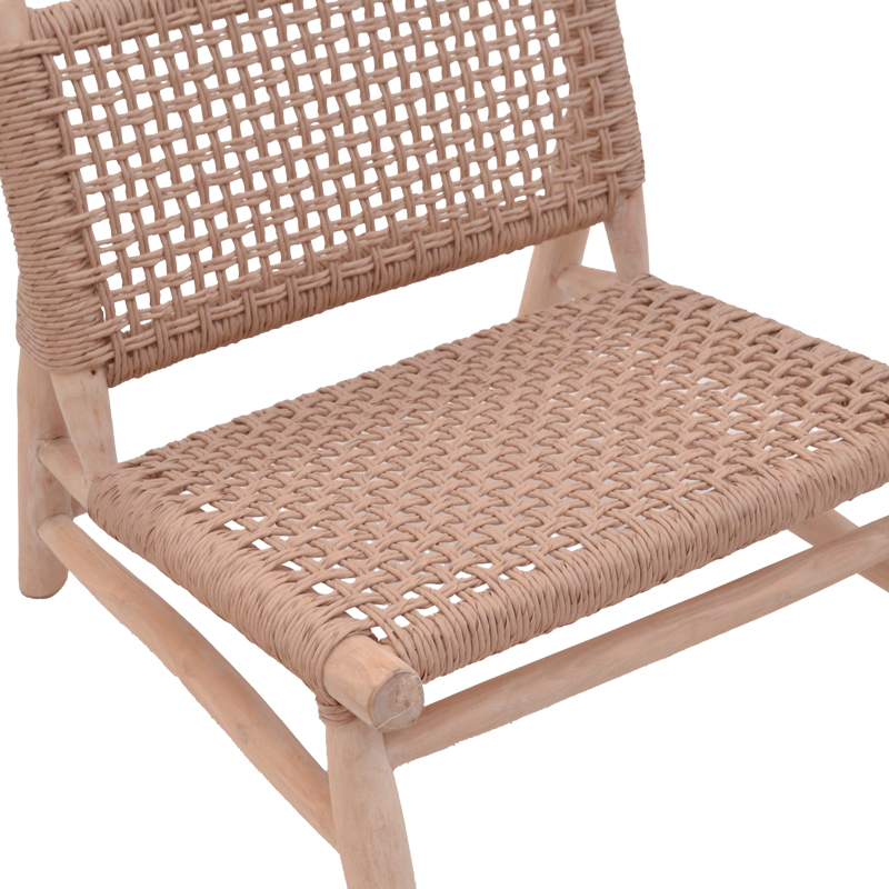 Πολυθρόνα Wanderlene pakoworld σκελετός teak ξύλο με σχοινί σε φυσική απόχρωση 67x79x68εκ – 336-000022
