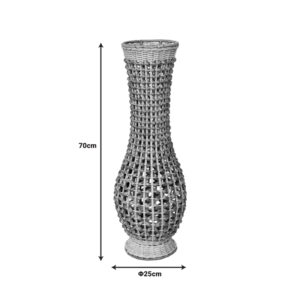 Βάζο Gucre Inart ξύλο-rattan pe σε φυσική απόχρωση Φ25×70εκ – 337-000032