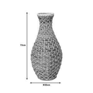 Βάζο Gucre I Inart ξύλο-rattan pe σε φυσική απόχρωση Φ30×70εκ – 337-000033