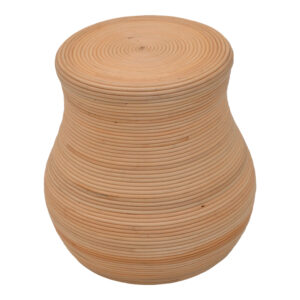 Σκαμπό Bulaten Inart rattan σε φυσική απόχρωση Φ45×45εκ – 337-000046