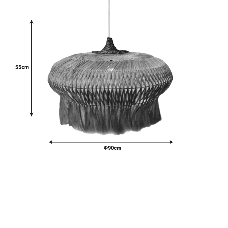 Φωτιστικό οροφής Pozarne Inart abaca ξύλο σε φυσικό χρώμα Φ90×55εκ – 339-000011
