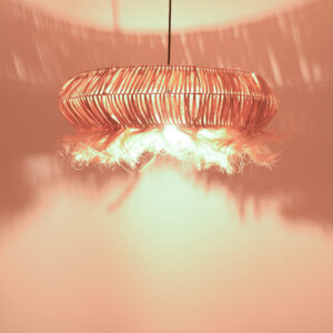 Φωτιστικό οροφής Coanze Inart abaca ξύλο σε φυσικό χρώμα Φ65×35εκ – 339-000013