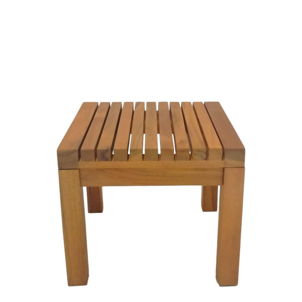 Τραπεζάκι ξαπλώστρας Poly pakoworld teak ξύλο σε φυσική απόχρωση 35x35x30εκ – 343-000009