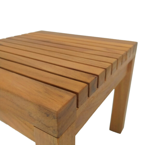 Τραπεζάκι ξαπλώστρας Poly pakoworld teak ξύλο σε φυσική απόχρωση 35x35x30εκ – 343-000009