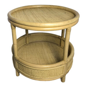 Βοηθητικό τραπέζι Moody pakoworld pe rattan σε φυσική απόχρωση Φ55×51εκ – 343-000093