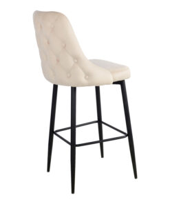 Σκαμπό μπαρ Zedna pakoworld μπεζ βελούδο με μαύρα μεταλλικά πόδια 52x57x111εκ – 357-000015