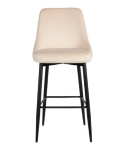 Σκαμπό μπαρ Zedna pakoworld μπεζ βελούδο με μαύρα μεταλλικά πόδια 52x57x111εκ – 357-000015