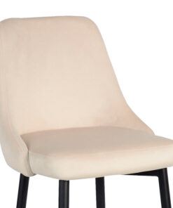 Σκαμπό μπαρ Zedna pakoworld μπεζ βελούδο με μαύρα μεταλλικά πόδια 52x57x111εκ – 357-000015