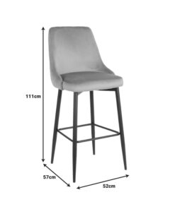 Σκαμπό μπαρ Zedna pakoworld μπεζ βελούδο με μαύρα μεταλλικά πόδια 52x57x111εκ – 357-000015