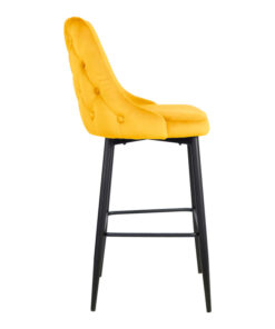 Σκαμπό μπαρ Zedna pakoworld κίτρινο βελούδο με μαύρα μεταλλικά πόδια 52x57x111εκ – 357-000018