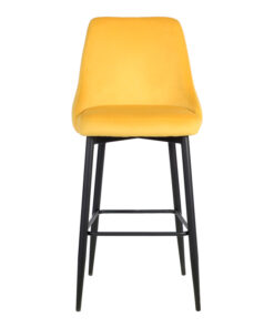 Σκαμπό μπαρ Zedna pakoworld κίτρινο βελούδο με μαύρα μεταλλικά πόδια 52x57x111εκ – 357-000018