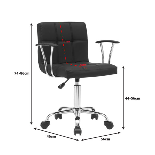 Καρέκλα γραφείου Buleco pakoworld pu σε μαύρη απόχρωση 56x46x74-86εκ – 360-000007