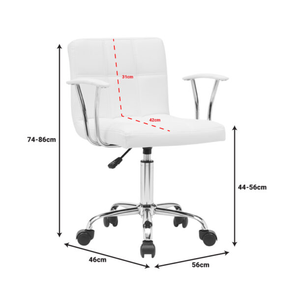Καρέκλα γραφείου Buleco pakoworld pu σε λευκή απόχρωση 56x46x74-86εκ – 360-000008