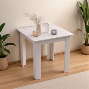 Τραπέζι Manka I pakoworld σε λευκή απόχρωση 80x80x77εκ – 361-000005