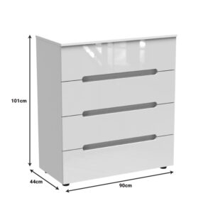 Συρταριέρα Afina pakoworld mdf σε λευκή glossy απόχρωση 90x44x101εκ – 361-000018