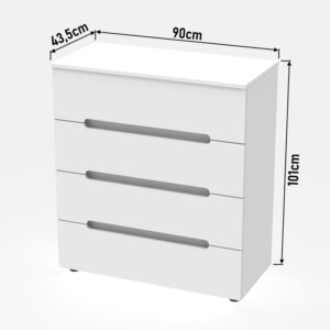 Συρταριέρα Afina pakoworld mdf σε λευκή glossy απόχρωση 90x44x101εκ – 361-000018