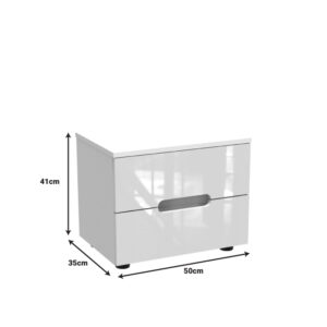 Κομοδίνο Afina pakoworld mdf σε λευκή glossy απόχρωση 50x35x41εκ – 361-000019