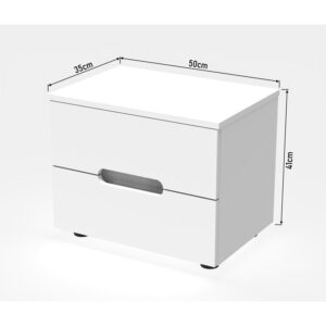 Κομοδίνο Afina pakoworld mdf σε λευκή glossy απόχρωση 50x35x41εκ – 361-000019