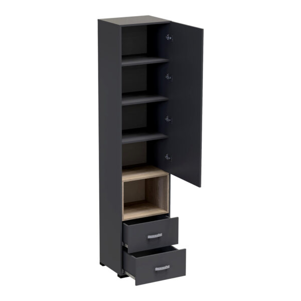 Βιτρίνα-στήλη Toscana pakoworld σε ανθρακί απόχρωση 50x42x222.5εκ – 361-000022