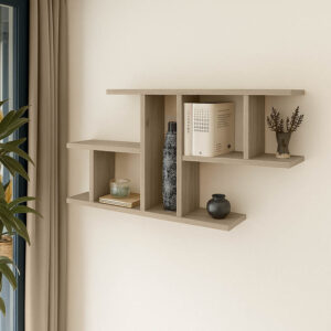 Ραφιέρα τοίχου Vertoura pakoworld σε oak απόχρωση 116×18.5x60cm – 361-000087