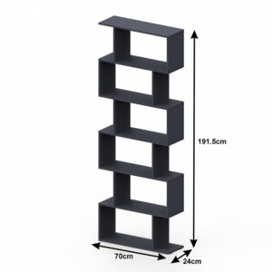 Βιβλιοθήκη Sezen pakoworld σε μόκα απόχρωση 70x24x191.5εκ – 361-000094