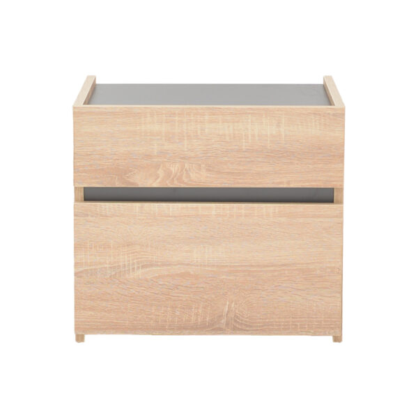 Κομοδίνο Comcie pakoworld σε φυσικό με γκρι απόχρωση 50x42x45.5εκ – 362-000001