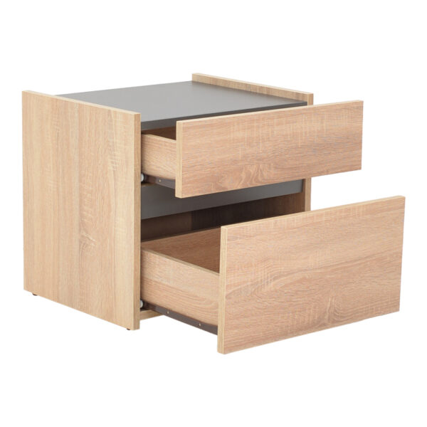 Κομοδίνο Comcie pakoworld σε φυσικό με γκρι απόχρωση 50x42x45.5εκ – 362-000001