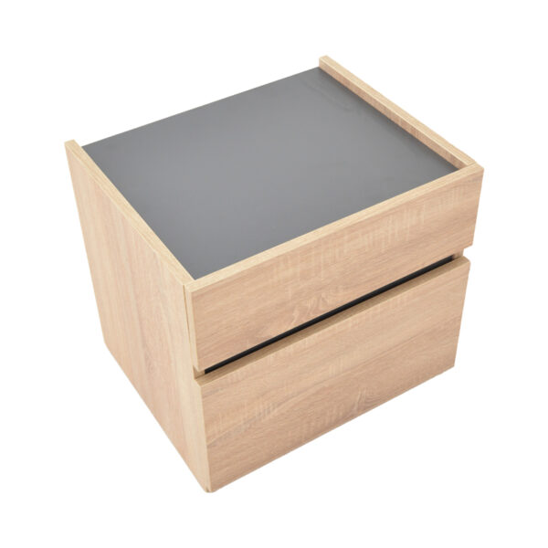 Κομοδίνο Comcie pakoworld σε φυσικό με γκρι απόχρωση 50x42x45.5εκ – 362-000001
