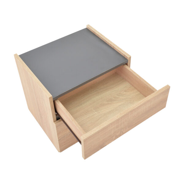 Κομοδίνο Comcie pakoworld σε φυσικό με γκρι απόχρωση 50x42x45.5εκ – 362-000001