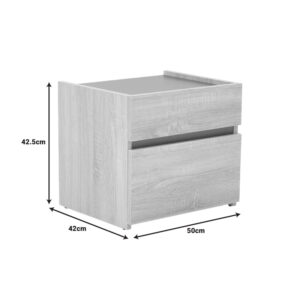 Κομοδίνο Comcie pakoworld σε φυσικό με γκρι απόχρωση 50x42x45.5εκ – 362-000001